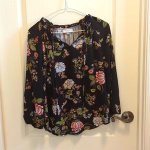 Loft Black Floral Blouse
